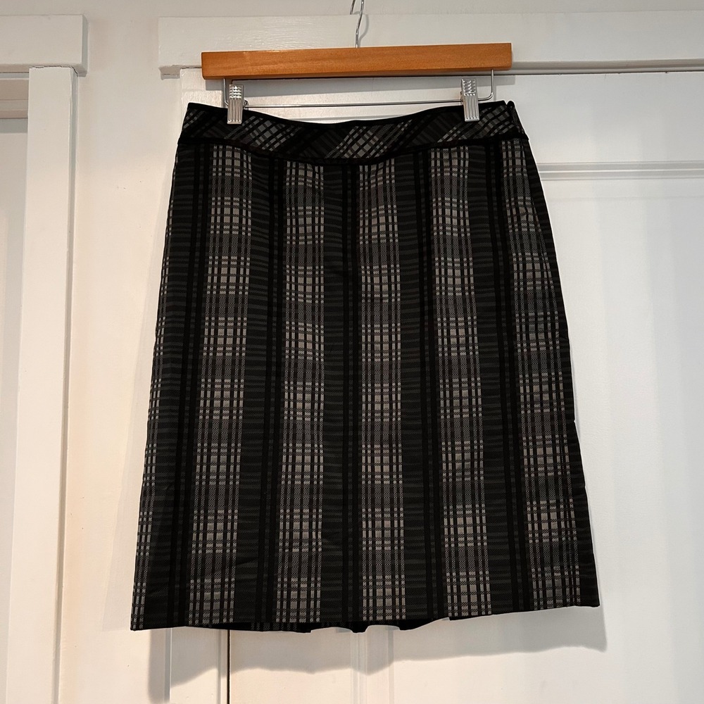 Badgley Mischka Plaid Silk Pencil Skirt Women's 6 Office Siren Career Old Money
